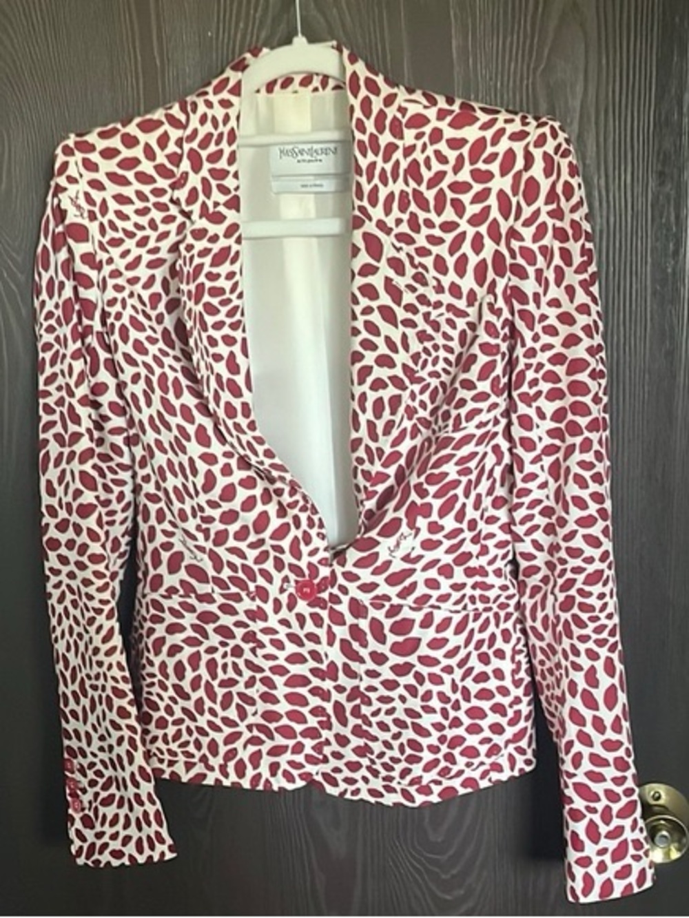 Vintage YSL Red and White lips Printed Women’s Blazer